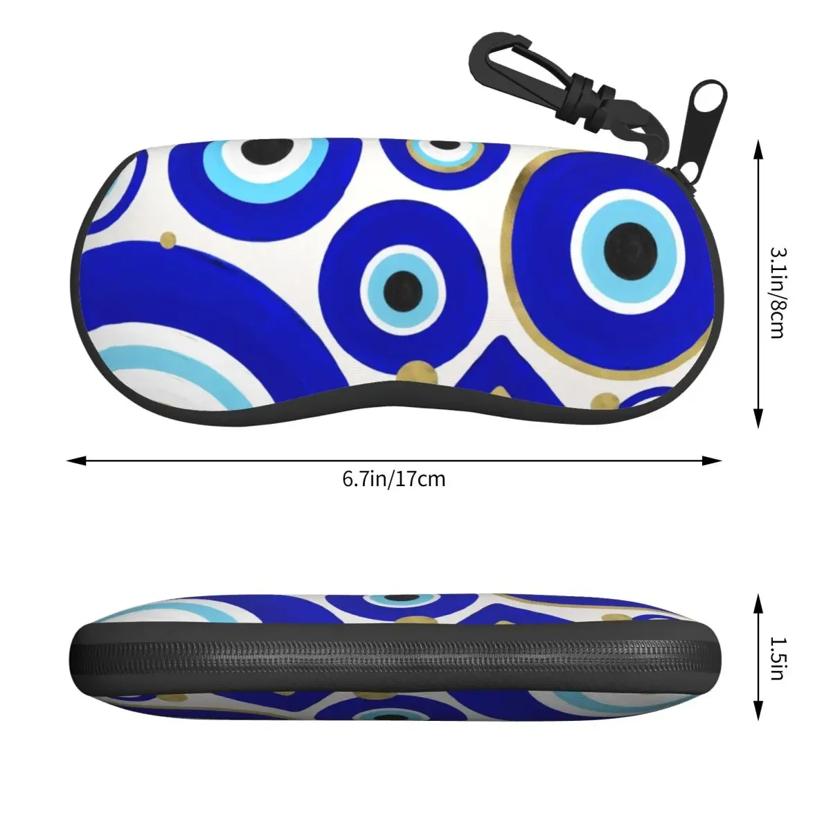 Custom Evil Eye Charms On White Glasses Case Cool Moroccan Nazar Shell Eyeglasses Case Sunglasses Box