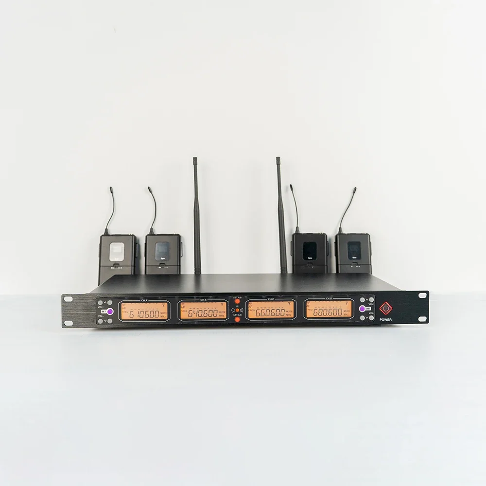 K408 Professional UHF 4 Channel Headset Portable Wireless Microphone Mic System