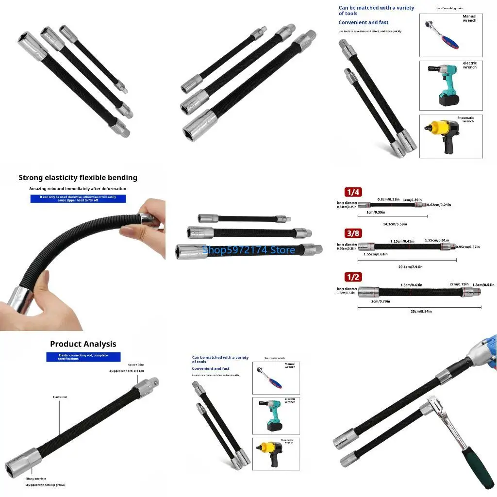 Y3NB 3Pcs Industrial Flexible Extension Bar 1/2Inch 1/4Inch 3/8Inch Drive for Ratcheting Steell Wrench Extension Rod