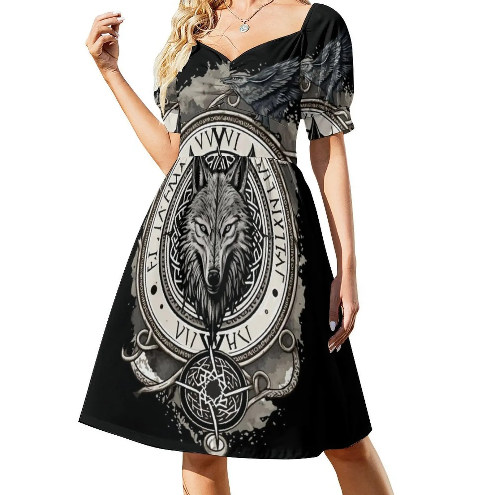 Vestido Bohemio Vintage Fenrir Wolf - alternate angle