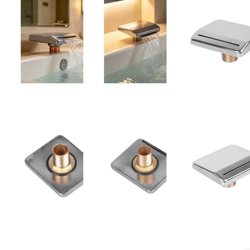 Rustproof Stainless Steel Square Waterfall Spout For Bath And Pool Offering Gentle Cascading Water Flows Experience 24BD