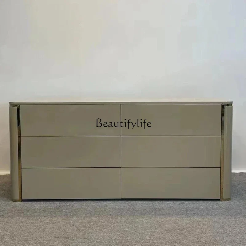 

XX39Light luxury marble dining side cabinet entrance living room floor piano paint solid wood TV cabinet