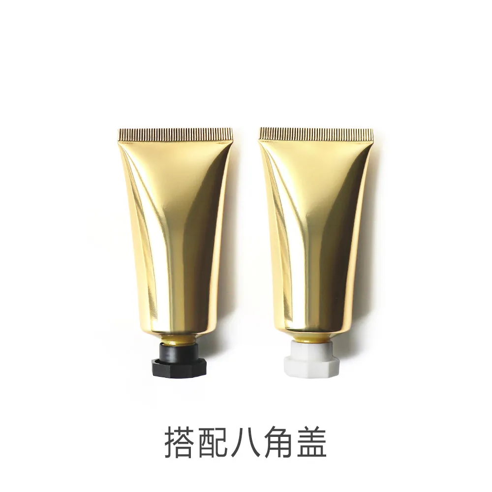 50PCS 30ml High Gloss Gold Aluminum Plastic Cosmetic Tube Empty Refillable Dispensing Bottle for Foundation Serum