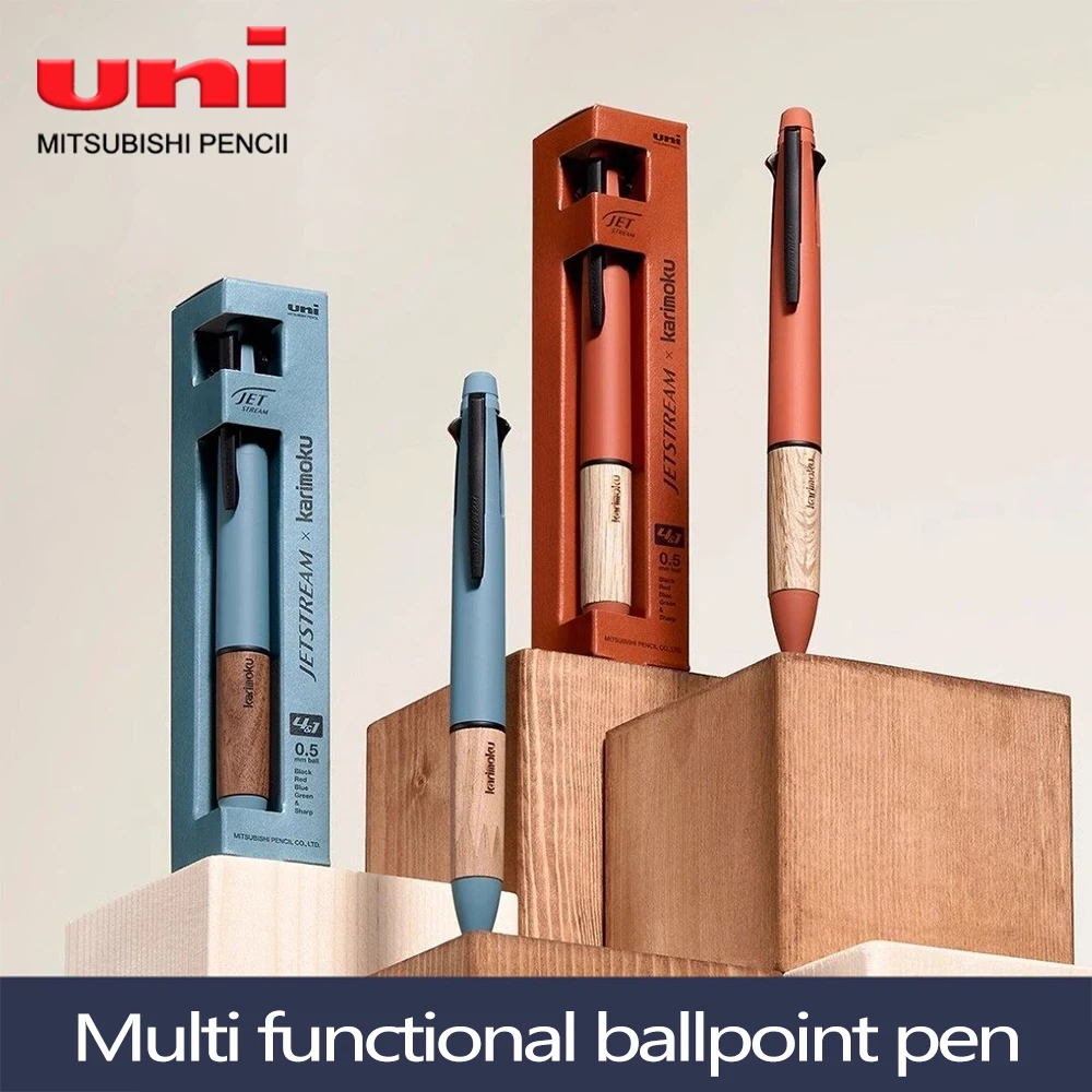

1PC Japan UNI Multi Functional Ballpoint Pens+mechanical Pencil 0.5mm Wooden Pen Grip School Supplies Kawaii Stationery