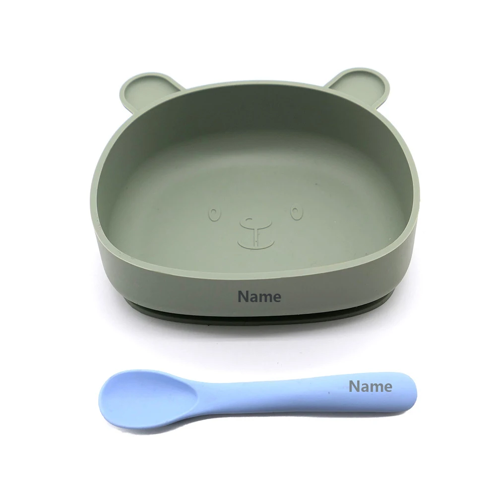 Children's Tableware Bowl Spoon Personalized Customization Free Printing Silicone Material Boy Girl Holiday Gift