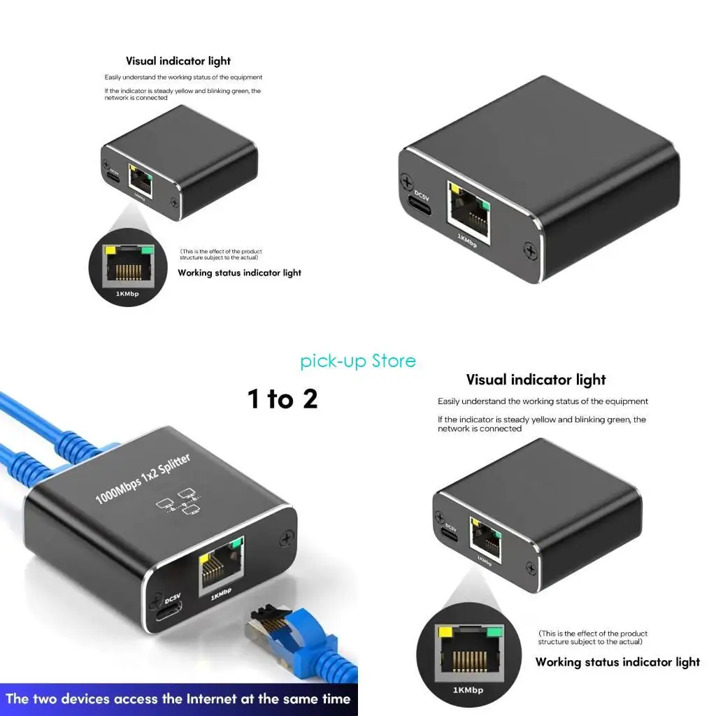 

Q5WA Ethernet Splitter 1 to 2 Female RJ45 Splitter for Faster Data Ttransfer