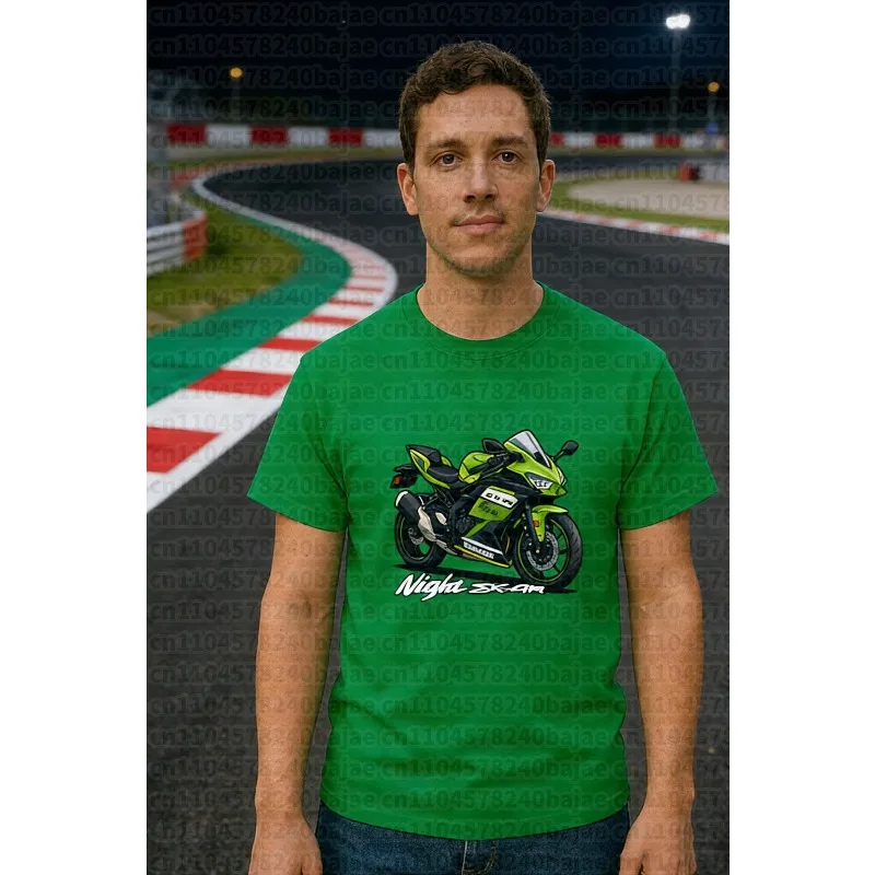 

25-26 Summer Outdoor Quick Drying Breathable Kawasaki 100% Cotton Printed T-shirt Men's and Women's Thin Motorcycle Comfortable