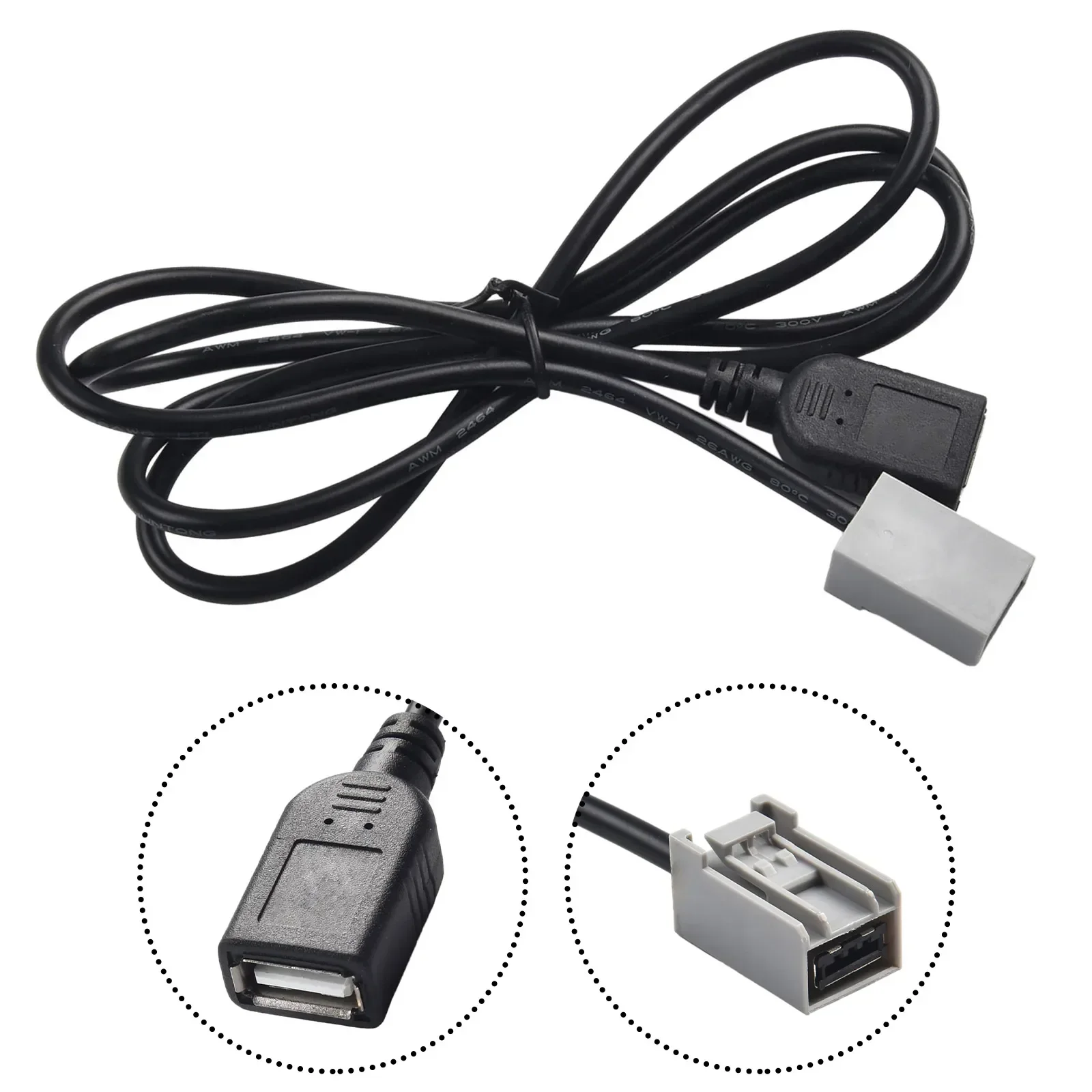 Vrouwelijke kabel Kabel voor Honda/Civic voor Jazz USB USB-poort 60CM voor Accord Adapterpoort Zwart Laadt het apparaat op