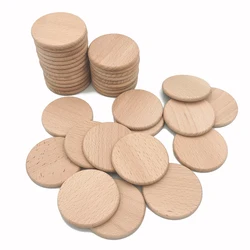 Rebanadas de madera de haya Natural de 25mm-70mm, monedas de madera maciza sin terminar, recortes redondos para proyectos de manualidades, manualidades DIY, adornos