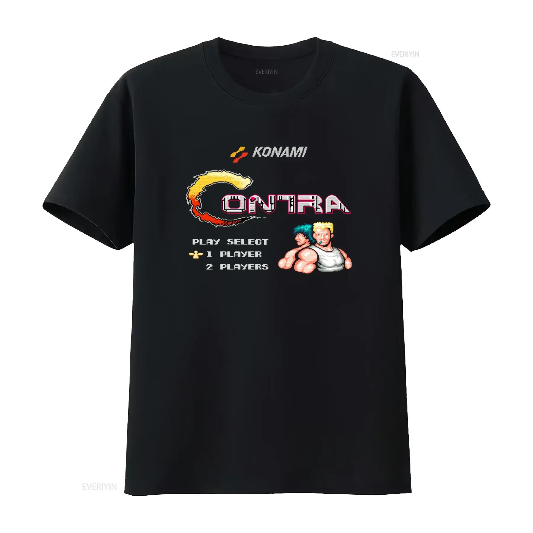Contra Start Screen 8 Bit Game Retro Konami Classic Design Softstyle T Shirt vintage Washed Slightly Unisex graphic streetwear