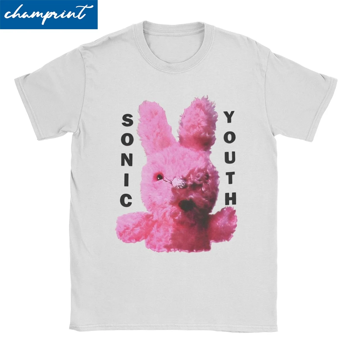 Men Women Pink Bunny T Shirts Sonic Youth Rock Band Punk Cotton Tops Creative Short Sleeve O Neck Tees Plus Size T-Shirt