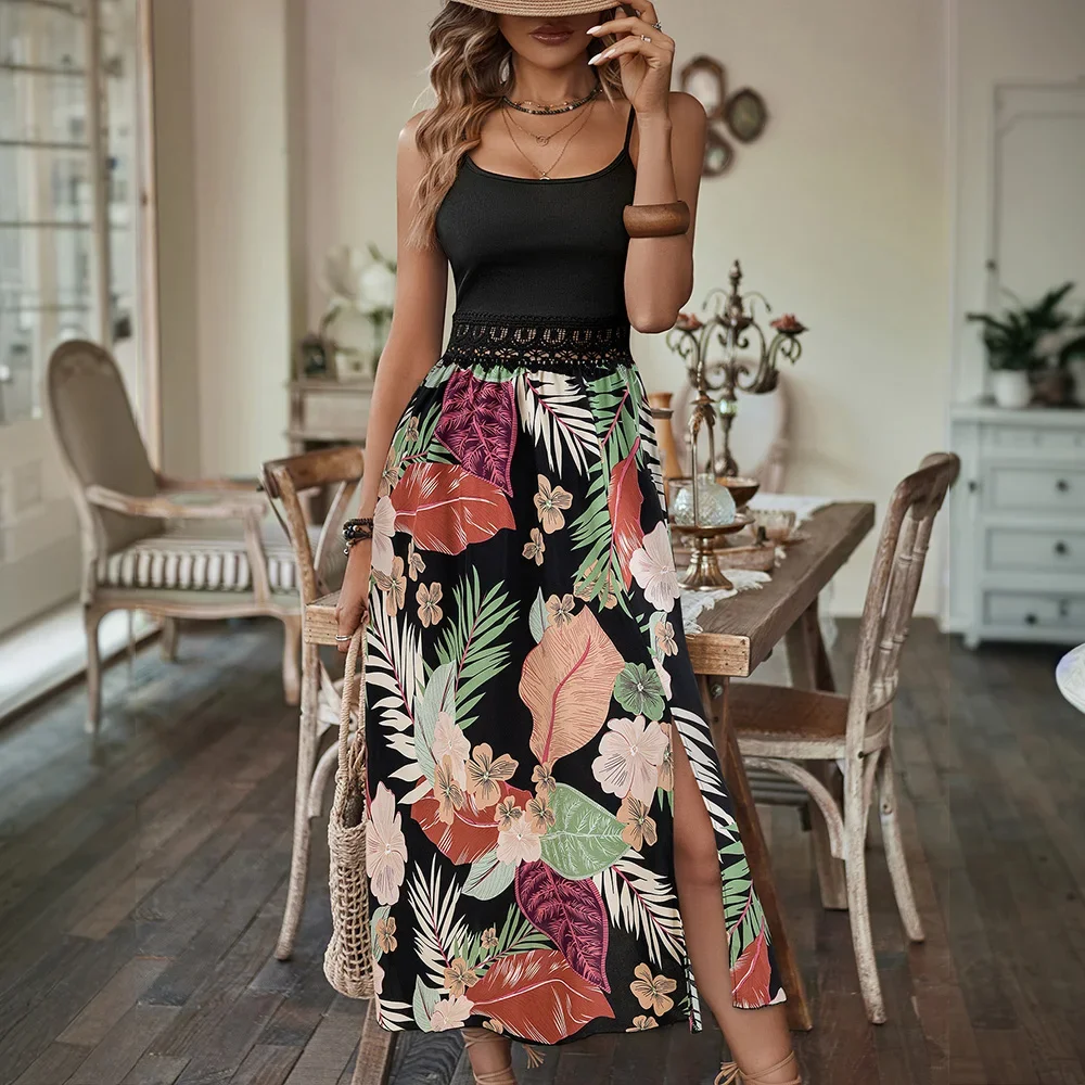 Pop M L Blumenkleid Für Frauen Kleidung 2025, Böhmischen Lose Strand Sommerkleid Rock Weibliche Urlaub Mode Koreanische Kleid Vestido Rob