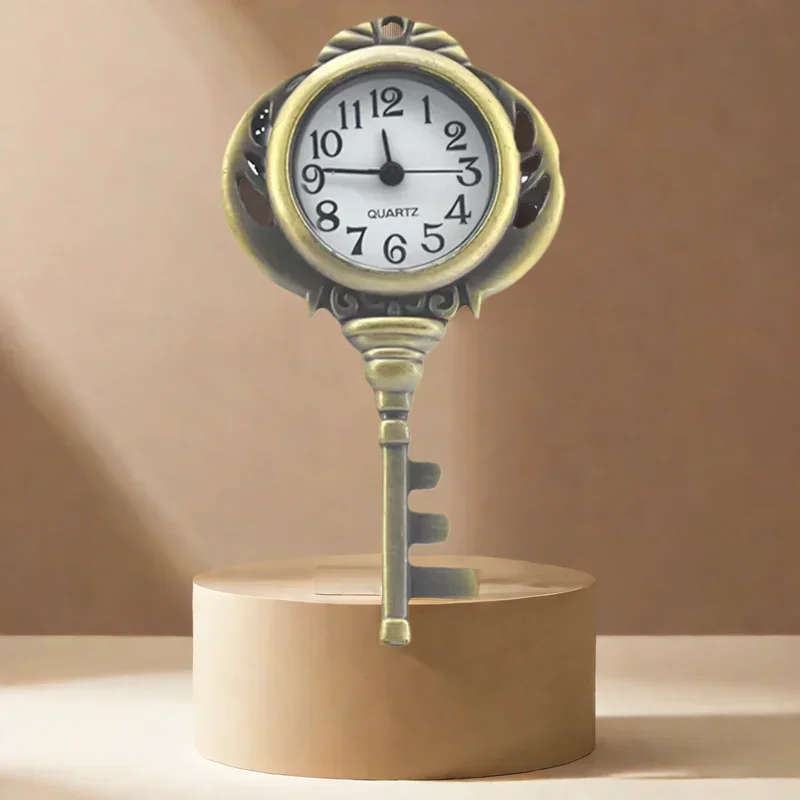 الرجعية البرونزية Steampunk مفتاح كوارتز ساعة الجيب قلادة قلادة ساعة سلسلة الرجال والنساء سلسلة هدية #4