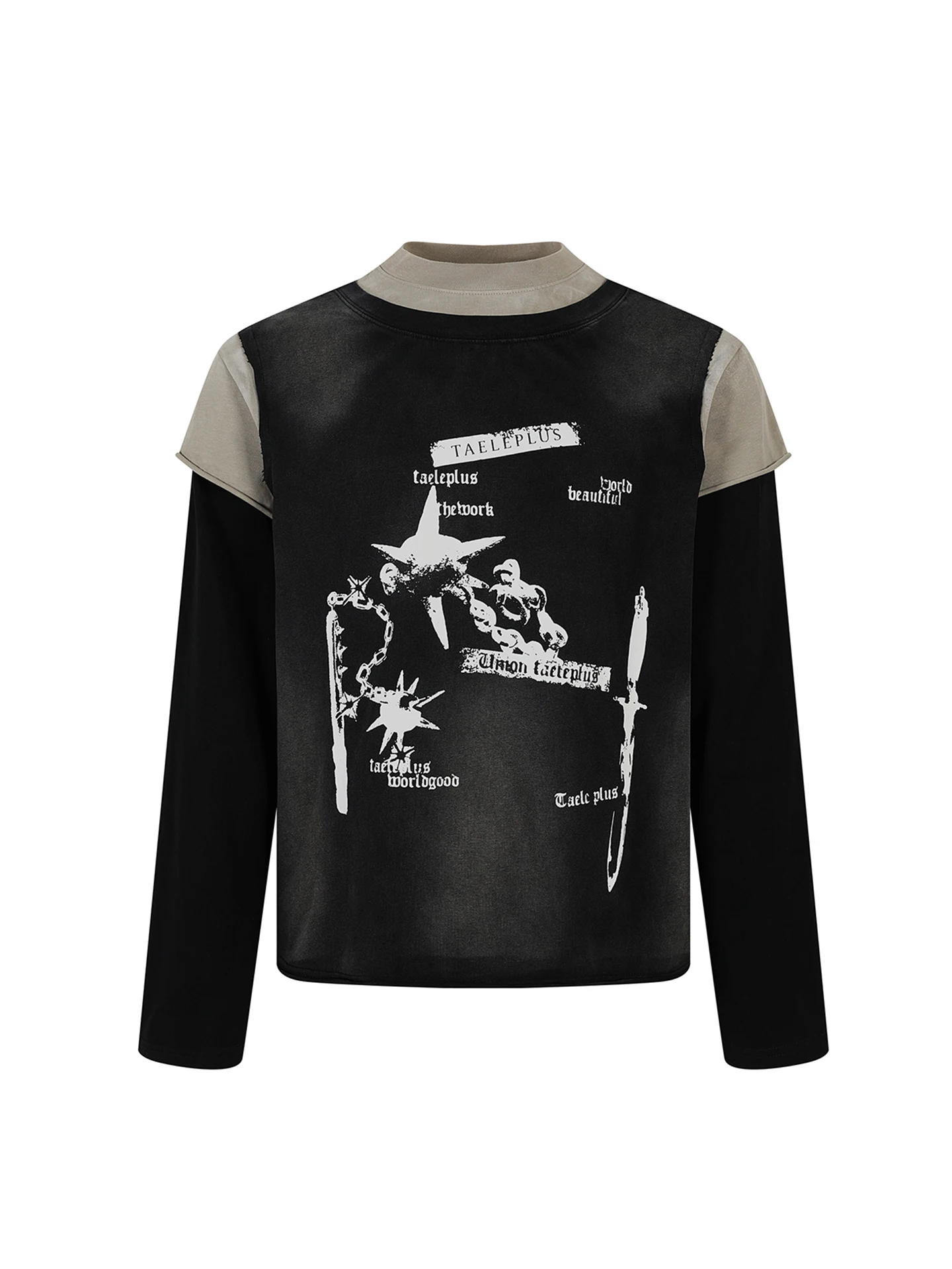 

Retro American Waed Fake Tee-Piece Long Sve T-irt Spring Color Blo Couple Casual ort Tee Cotton oulder Sve