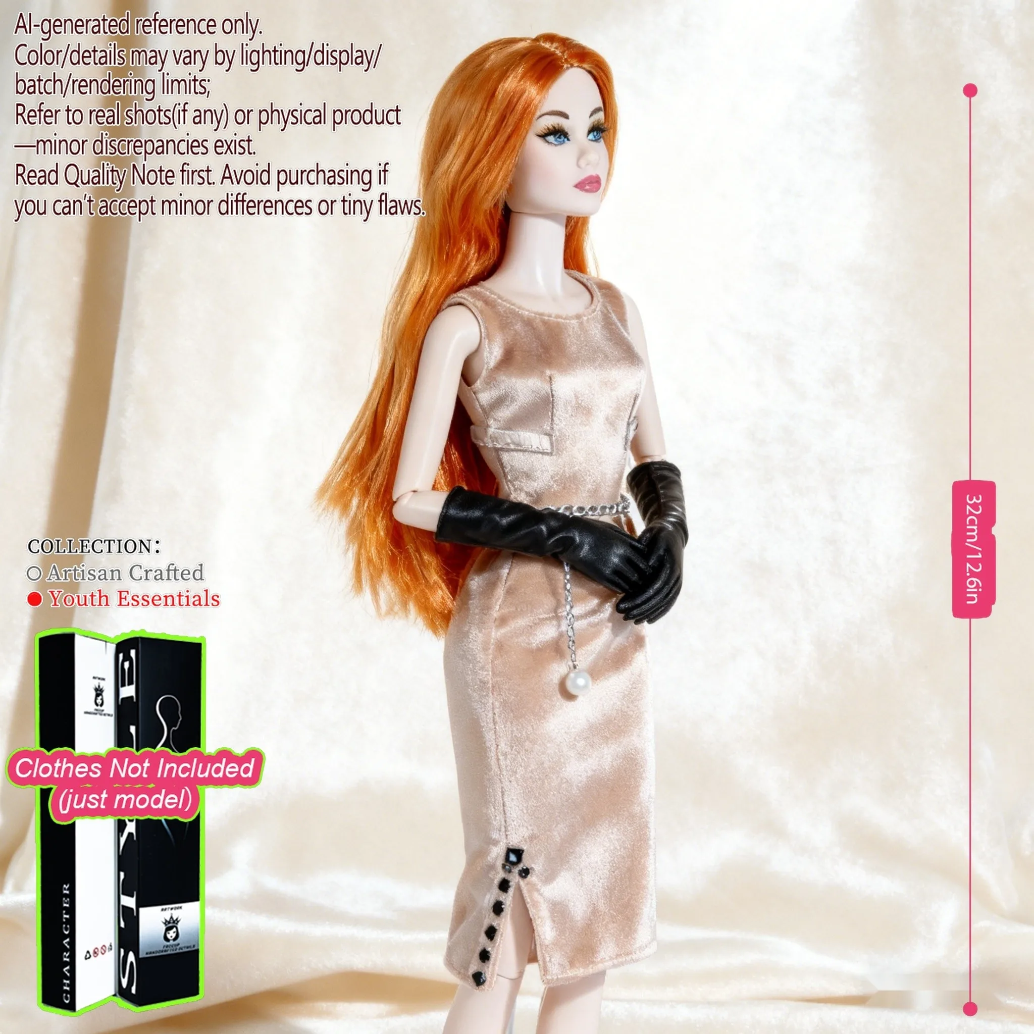 Figura di trucco realistico a 12 snodi, BJD da collezione da 12,6 pollici (solo figura)
