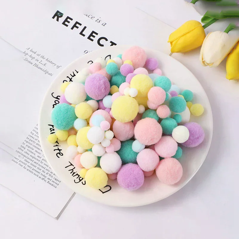 

Красочные помпоны из мягкого меха, 260 шт./лот, 10-30 мм, пушистые помпоны в стиле макарон для рукоделия, DIY-декора и аксессуаров