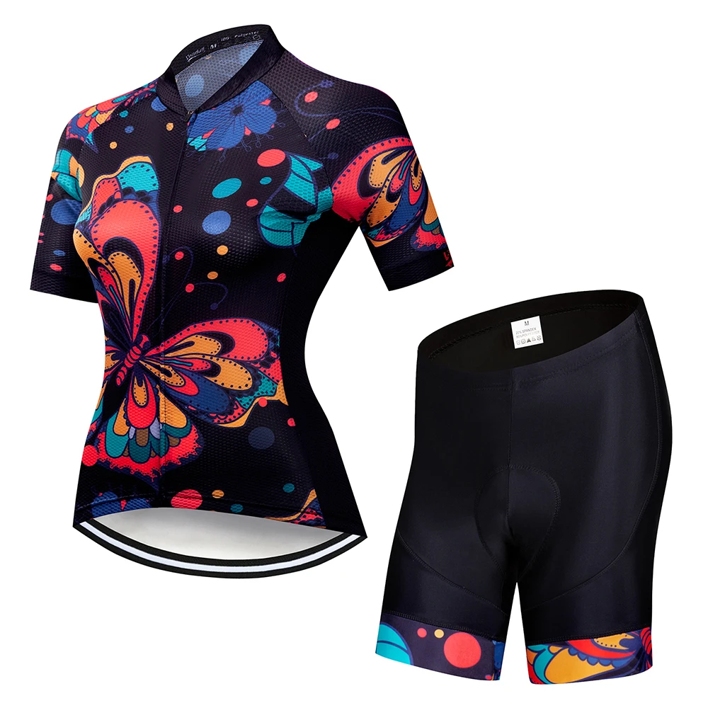 Women\'s Short Sleeve Cycling Jersey Set Summer MTB Bike Outdoor Cycling Clothing Bicycle Clothing Quick-Dry Breathable Clothes