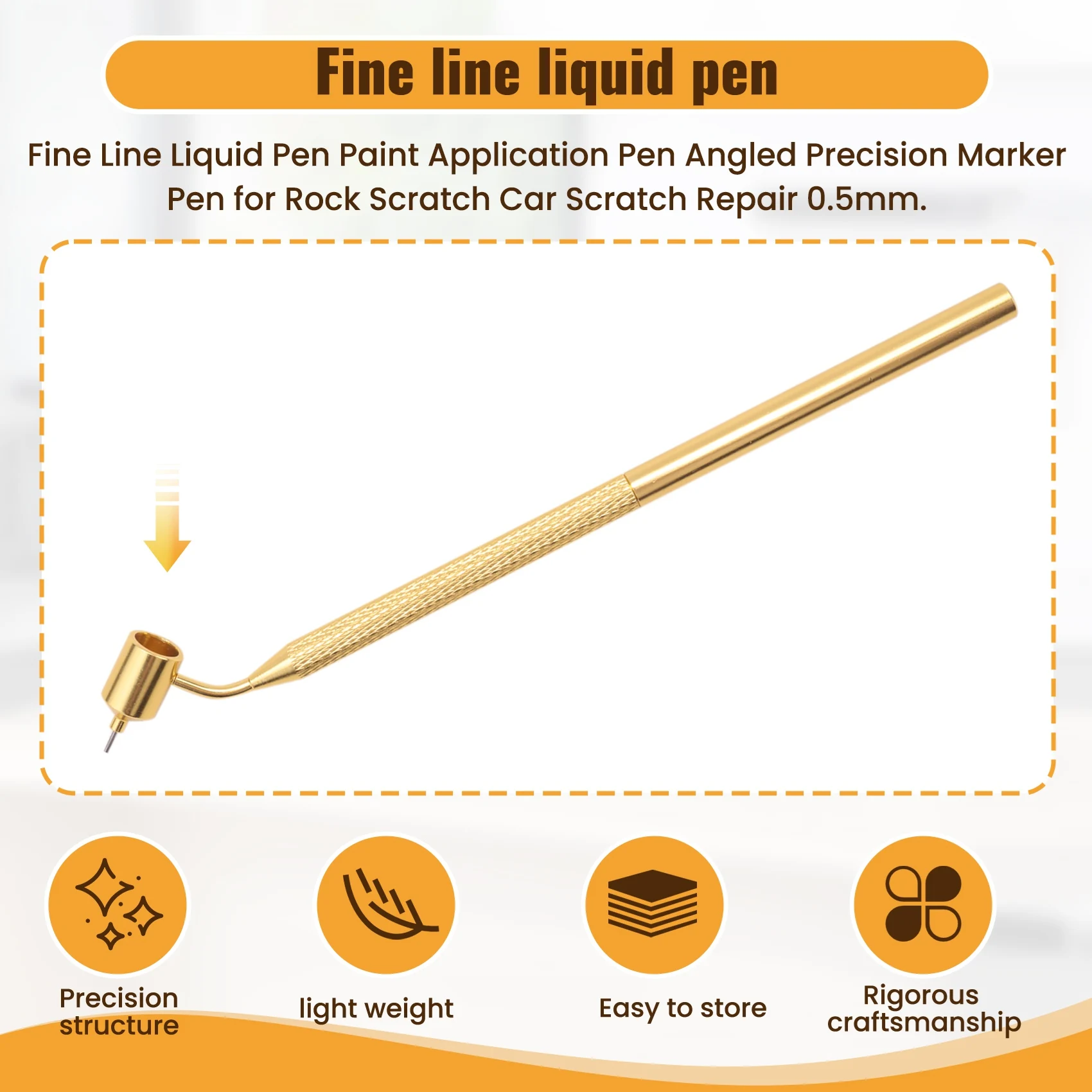 Fine Line Liquid Pen Paint Application Pen Angled Precision Marker Pen For Rock Scratch Car Scratch Repair
