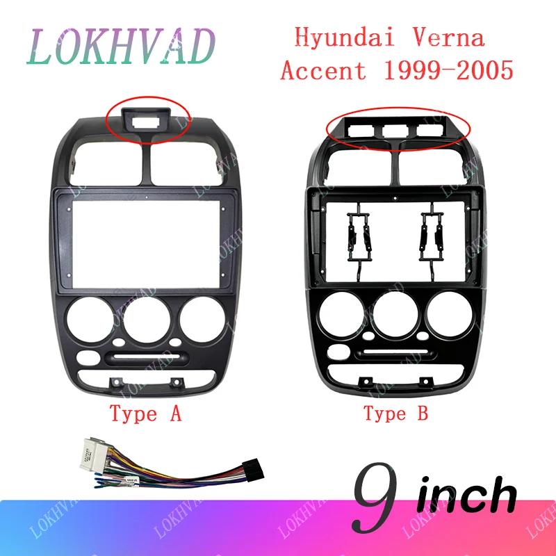 LOKHVAD 9 Inch Car Frame Fascia Adapter For Hyundai Verna Accent 1999-2005 Android Radio Dash Fitting Panel Kit