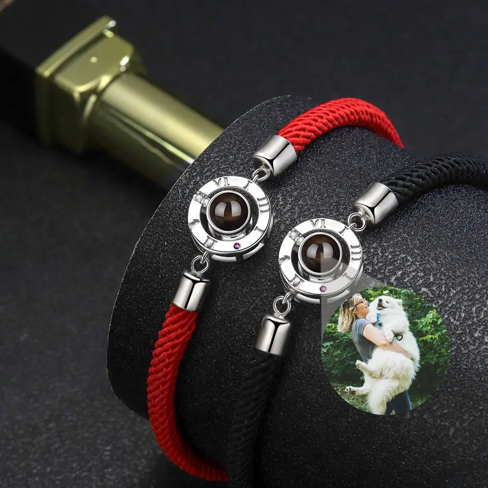 Personalized Custom Photo Bracelet Projection Photo Bracelet for Woman Girl Friend Couple Jewelry Mother's Day Memorial Gift