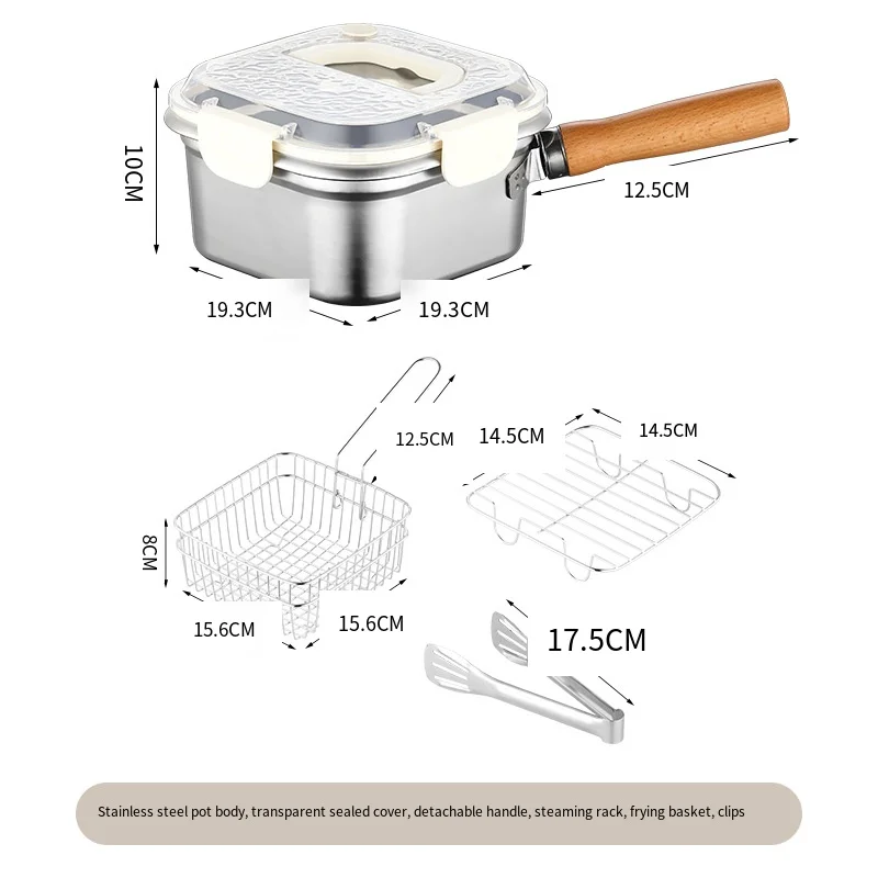 مقلاة من الفولاذ المقاوم للصدأ المحمولة وعاء الطبخ في الهواء الطلق متعددة الوظائف مقلاة قابلة للفصل التخييم طقم حلل استانلس ستيل أدوات مطبخ