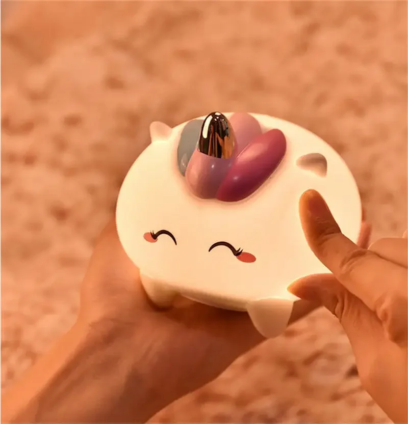 Silikonowa, urocza lampka nocna LED w kształcie kreskówki, ładowana przez USB, dotykowa, z regulacją nastroju, lampka stołowa dla dzieci, prezent, dekoracja pokoju, dropshipping.