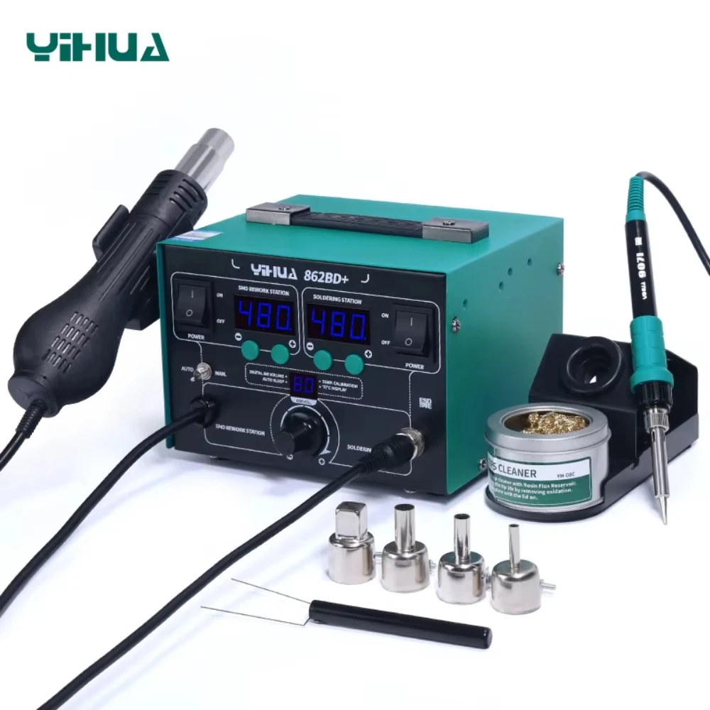 

YIHUA 862BD+ 2 in 1 Upgrate BGA Rework Solder Station 750W High Power Hot Air Blower Heat Gun Better Hand-held