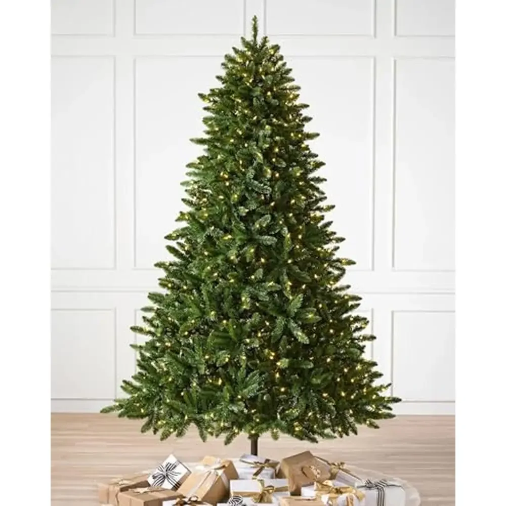 9ft Classic Evergreen Spruce Artificial Christmas Tree Pre-Lit with Candlelight Clear LED Lights 2563 Branch Tips Easy Setup