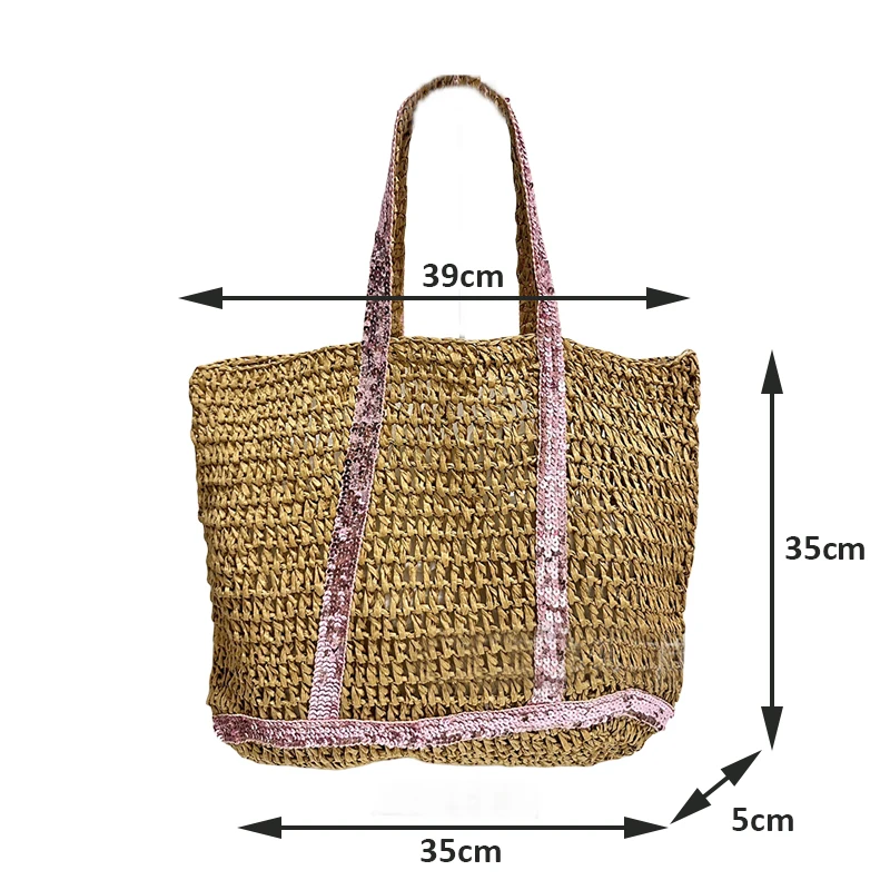 Casual Female Shoulder Handbags Totes Summer Straw Bags Women Woven Seaside Beach Vacation Shopping Bags