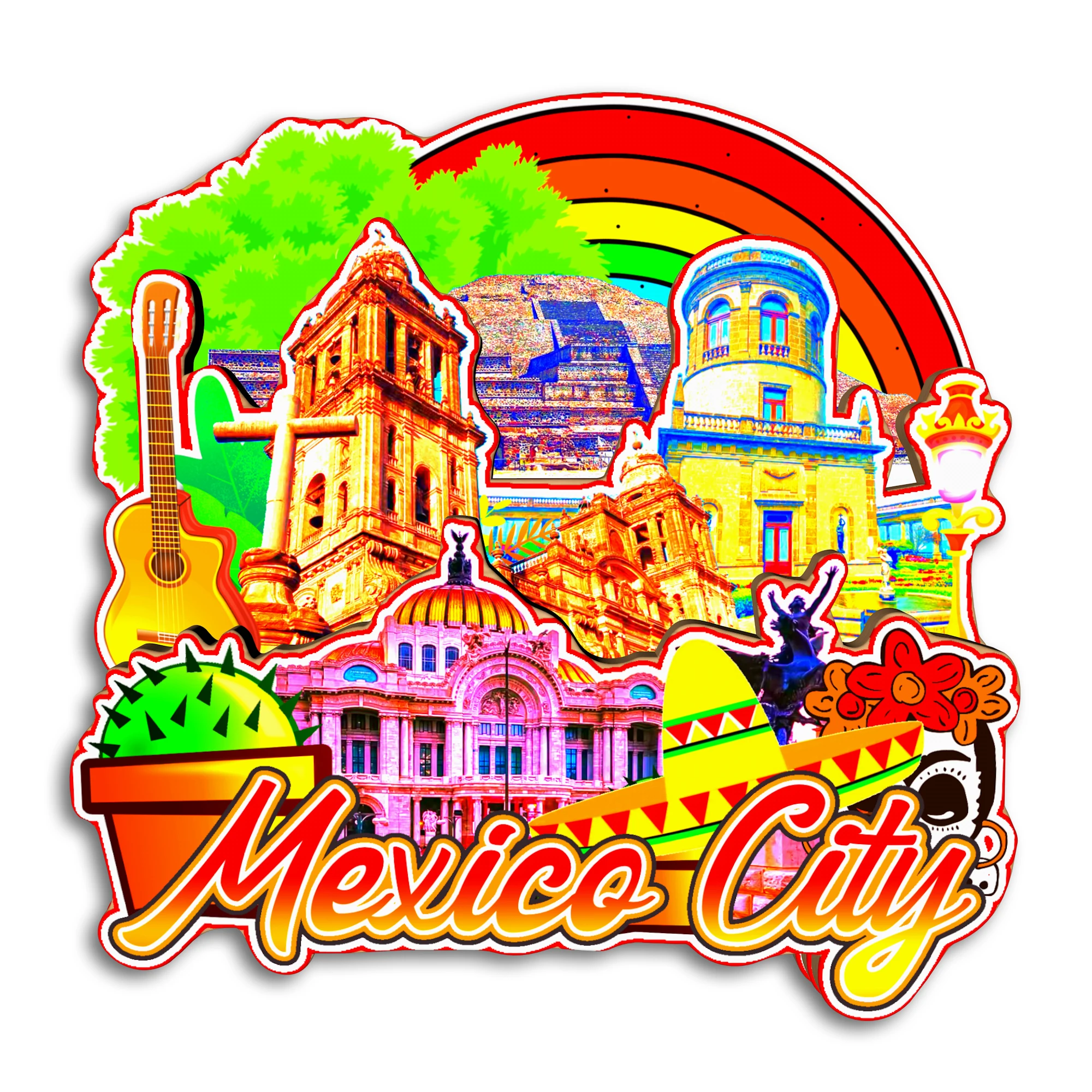 Ciudad de México Puerto Vallarta Mazatlan MEXICO imán de nevera recuerdo de viaje regalo hecho a mano decorativo