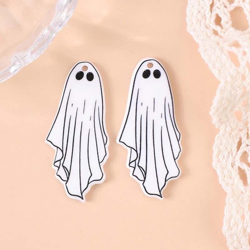 

10Pcs/Lot Halloween Ghost Charms Acrylic Accessories For Jewelry Diy Making