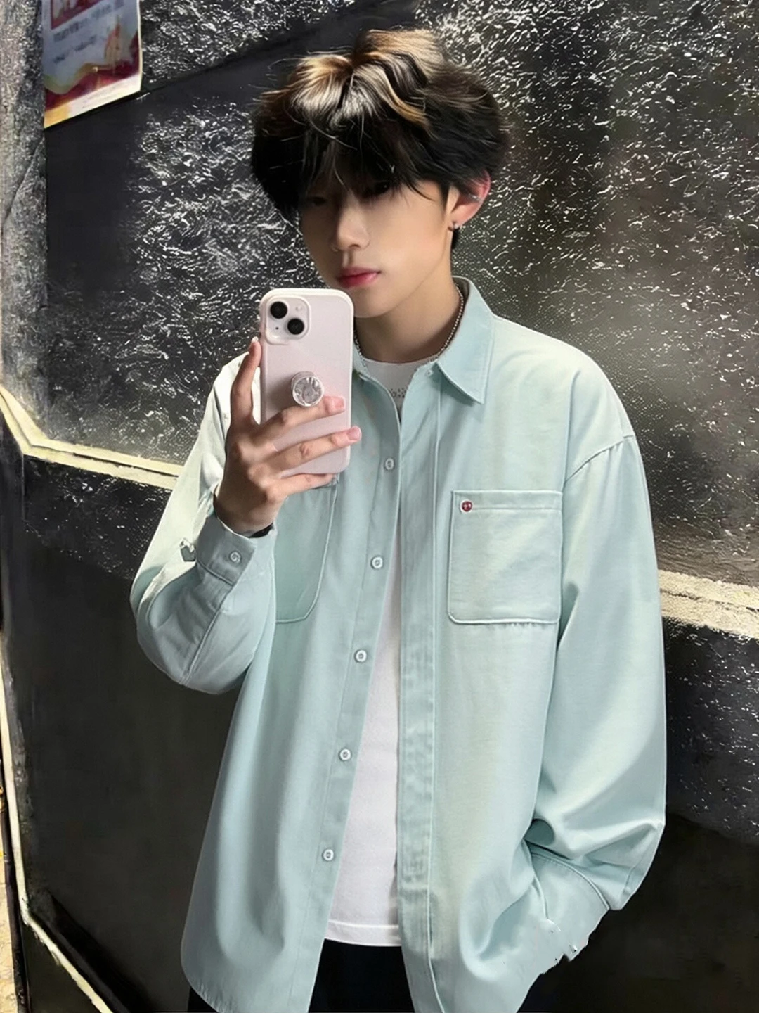 

Blue American Workwear irt Men's Long Sve Spring Youthful Cool Sli Stand Fit Cleanfit Jaet Outdoor Running Home...