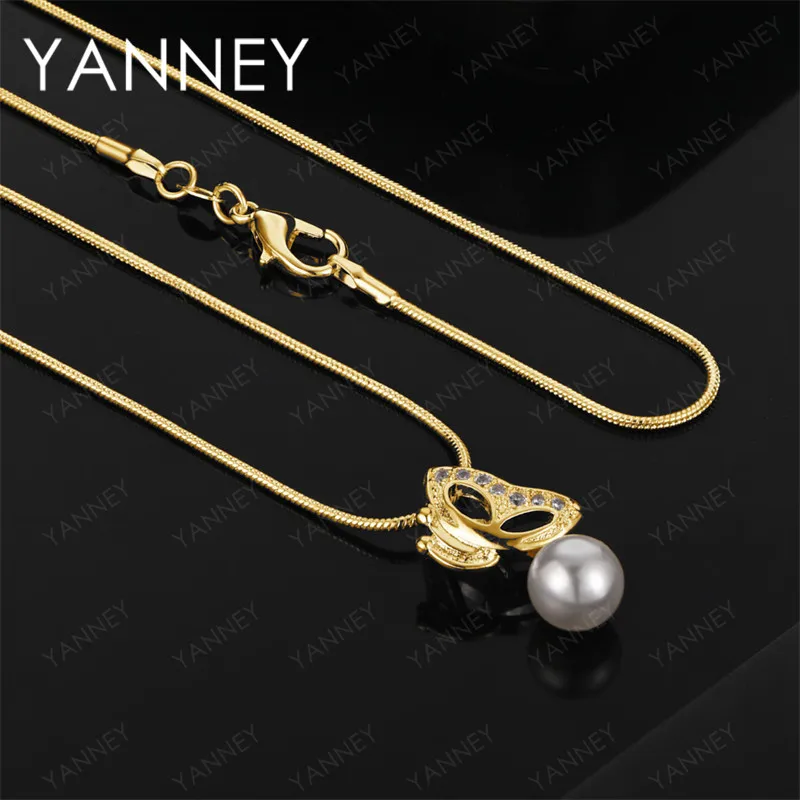 

925 Sterling Silver 18K Gold 16-30 Inch Exquisite Butterfly Pearl Pendant Necklace Fashion Women's Wedding Jewelry