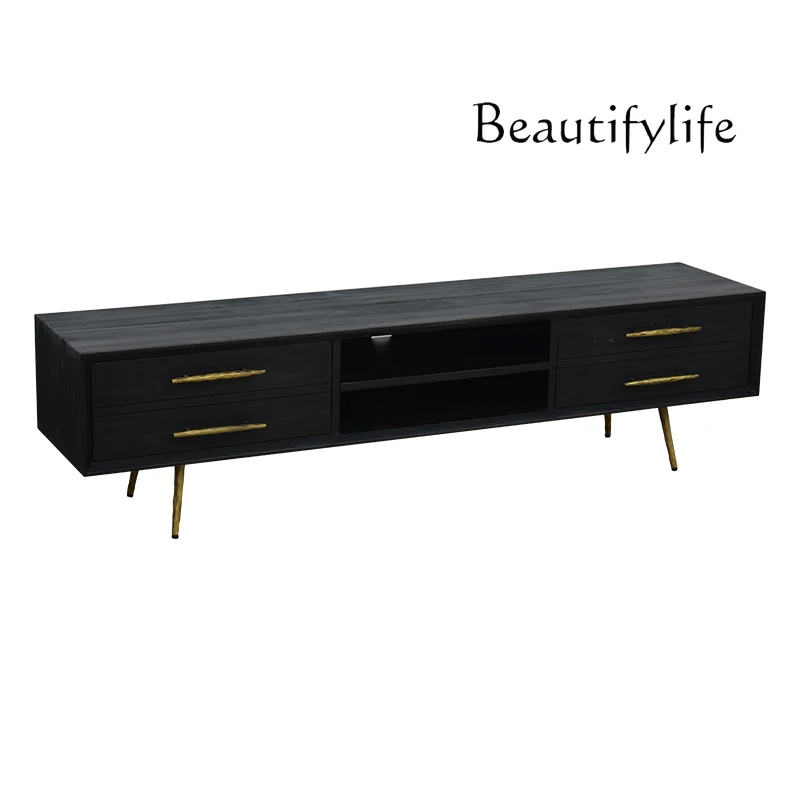 Nordic Solid Wood TV Cabinet Coffee Table Combination American Light Luxury Living Room TV Stand Modern Minimalist