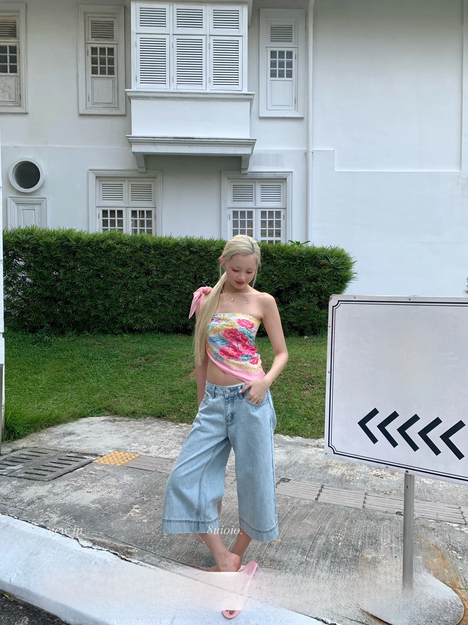 

Modern Mid-Rise Light Blue Vintage Washed Denim Jeans Women's Summer New Wide Leg Slimming Long Pants Casual Straight Leg Cotton