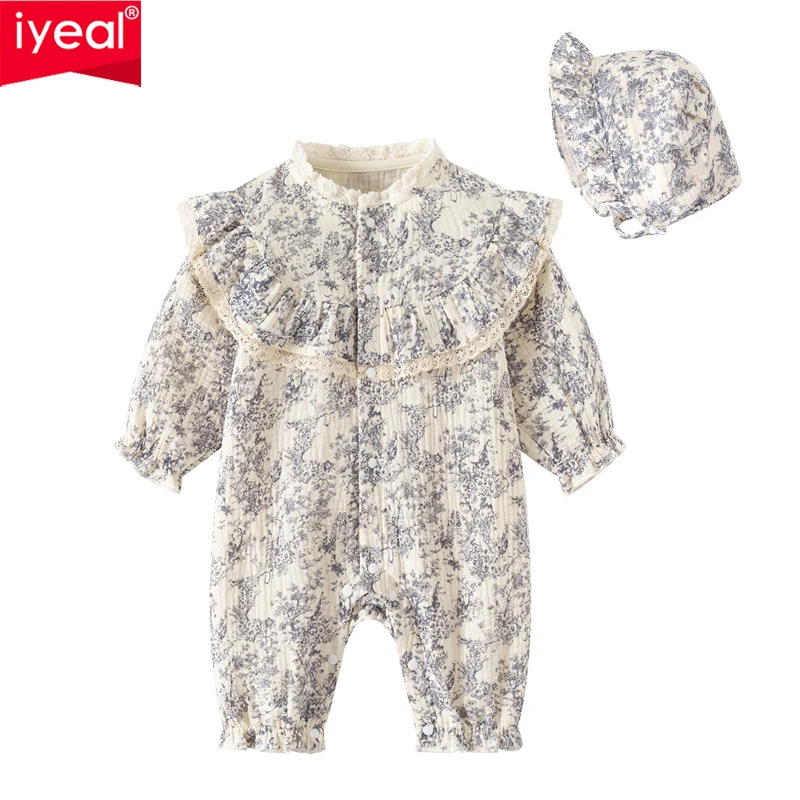IYEAL Baby Girls Cotton Long Sleeve Rompers Newborn Crawling Clothes Infant Breathable Soft Romper Bebe Climbing Suit