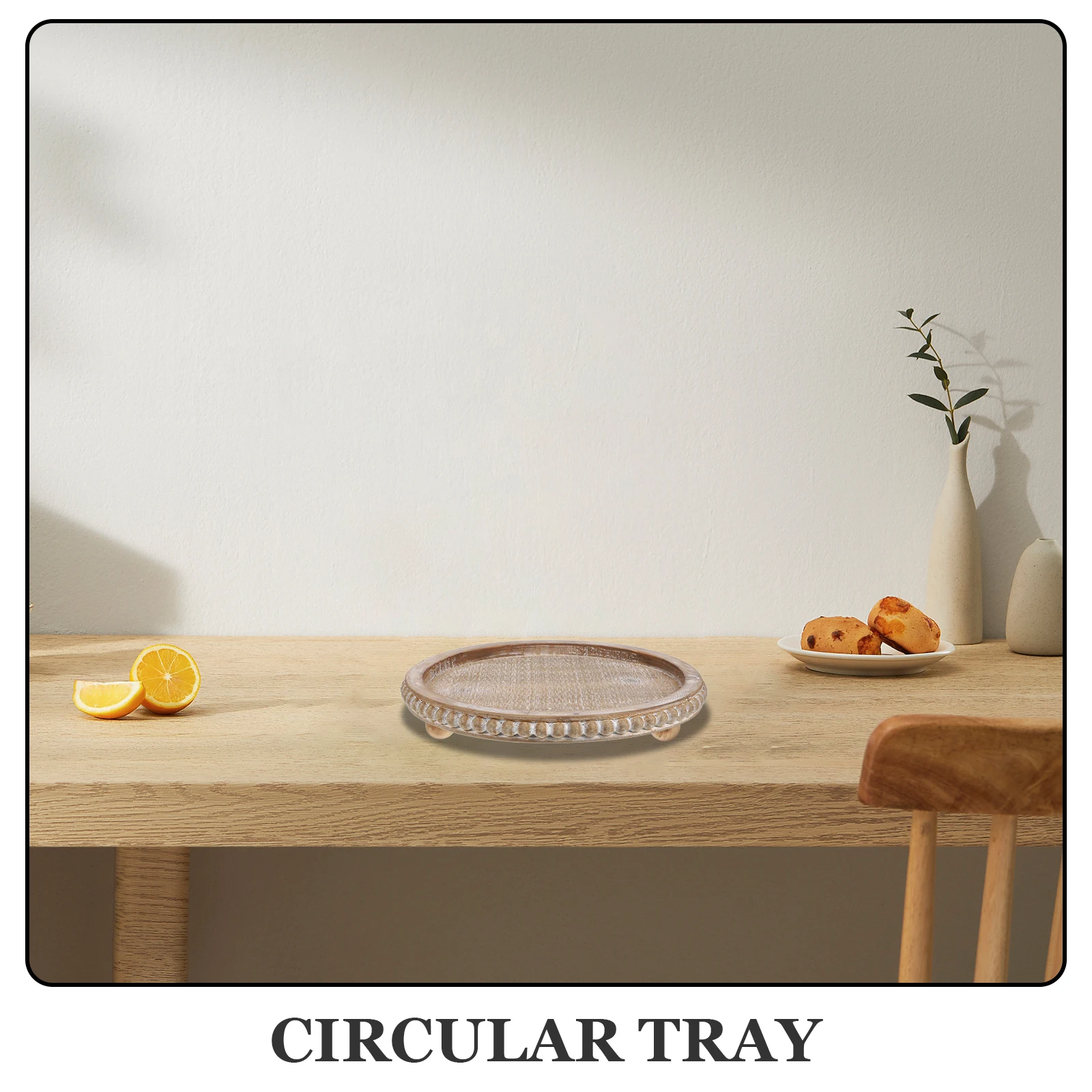 

Wooden Rustic Tray Round Decorative Plate for Home Kitchen Living Room Holder Centerpiece Table Decor Wood Tray