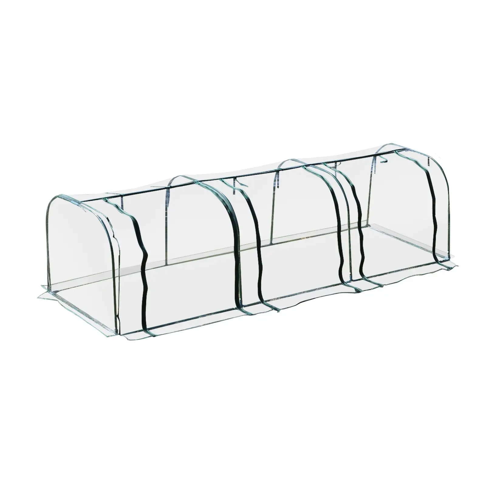 

Портативная туннельная теплица Outsunny 11,5 x 3 x 2,5 дюйма с крышкой из ПВХ и дверцами на молнии, защита от воды и ультрафиолета, прозрачная