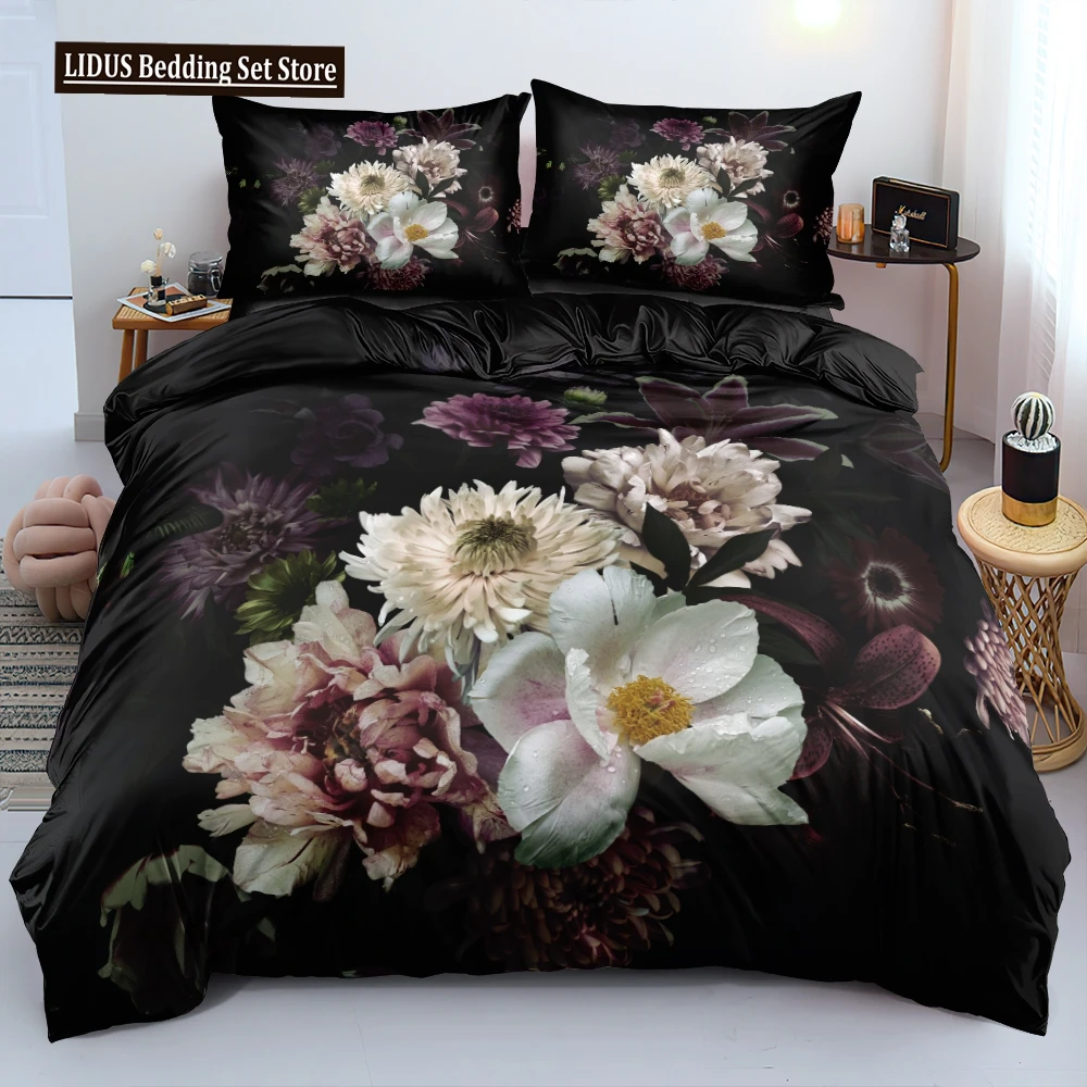 Luxury Retro Flowers In Europe Floral Rose Scene Concept Artwork Duvet Cover For Women Gifts For Bedroom Decorations Queen King