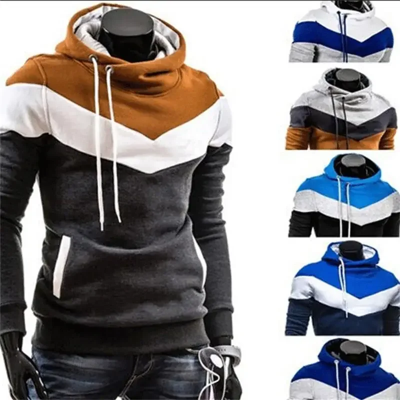 

2023 Spring and Autumn Men's Hooded Sweater Fashion Casual Versatile Sports Splice Slim Fit Coat