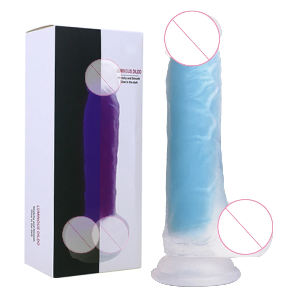 8.26 Inch Luminous Dildo Realistic Silicone Double-deck Toys for Women Masturbation Strong Sucker Adult 18 Sex Product