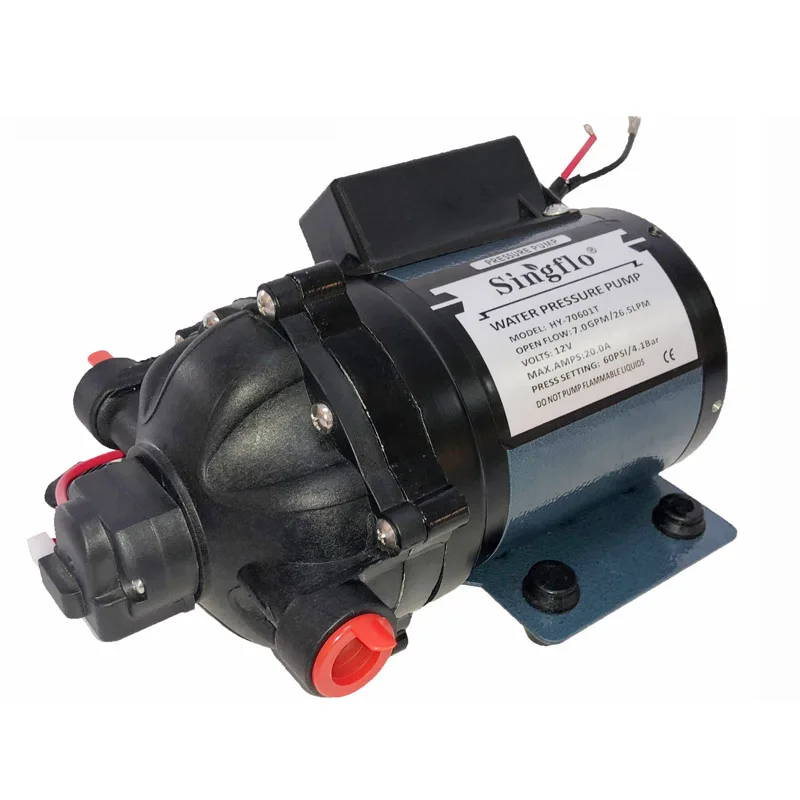 

Singflo 7GPM 60PSI hy70601t agriculture diaphragm pumps 12v dc small electric motor water pump