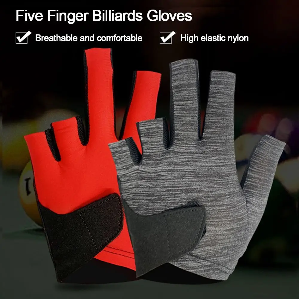 Elastic Snooker Glove New Anti Skid Five Fingers Training Glove Breathable Nylon Billiard Glove Fitness Accessories