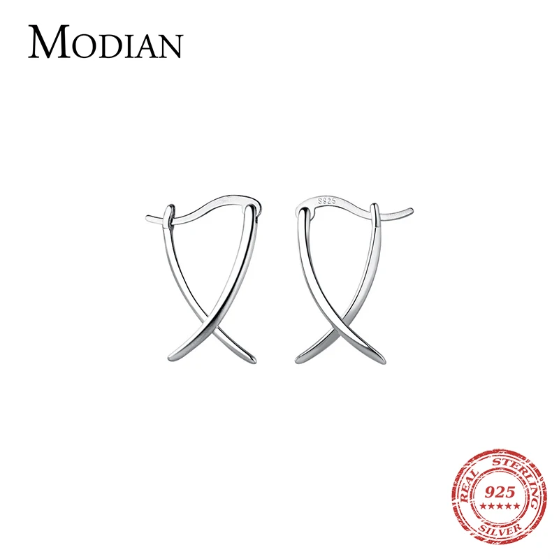 Modian-hebillas de oreja de estilo abstracto Simple para mujer, joyería fina de Plata de Ley 925 sólida, accesorios de pendientes de aro de fiesta de verano