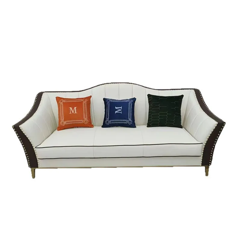LMM modern light luxury living room European high-end leather sofa villa large apartment sofa combination