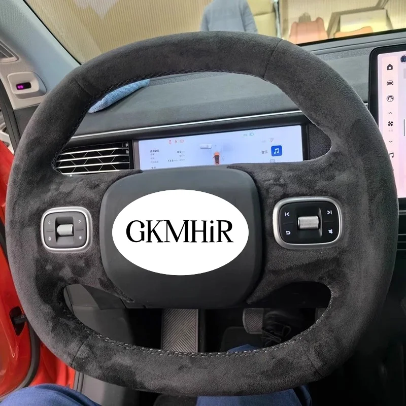 

Плетеный чехол на руль автомобиля «сделай сам», для Xpeng Xiaopeng G6 2023 2024, теплая замшевая пленка на руль, автомобильные аксессуары