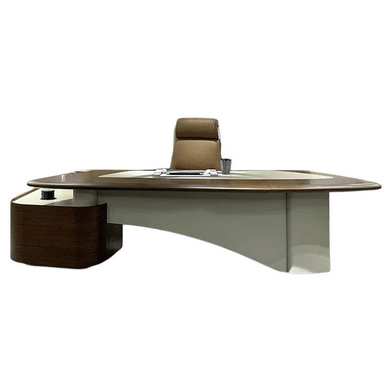 Light luxury high-end with side table Solid wood boss desk