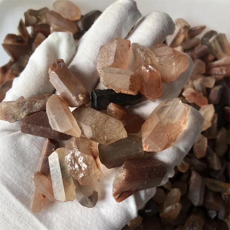 100% Natural Clear Red Quartz Healing Crystal Point Wand Energy Stone Raw Rock Mineral Specimen Home Decor
