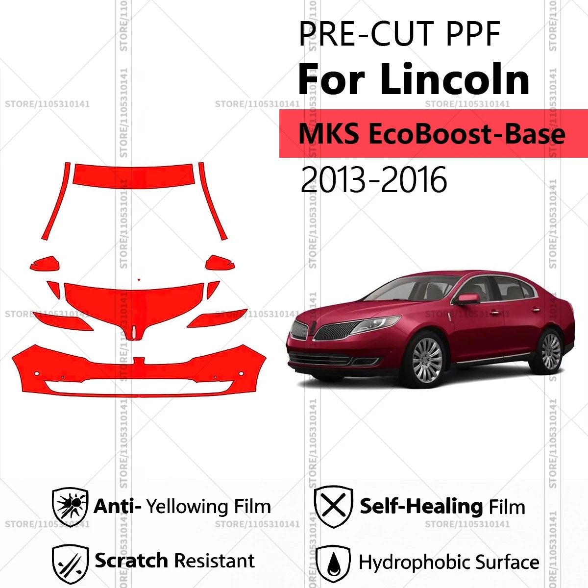 

Предварительно нарезанная прозрачная защитная пленка PPF для автомобиля, автомобильная пленка PPF для Lincoln MKS EcoBoost-Base 2013-2016, передний комплект
