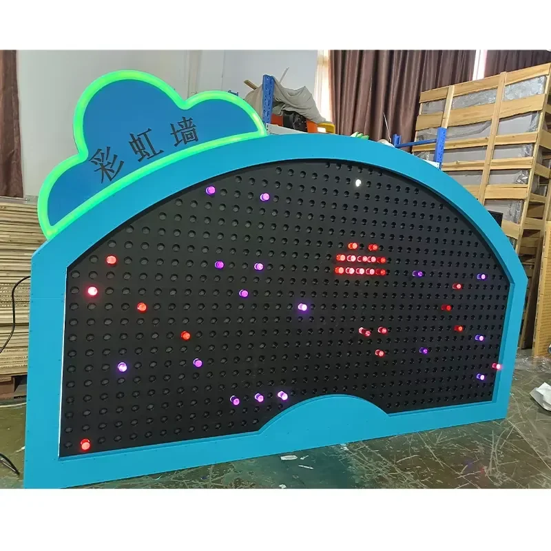 High Quality Interactive Indoor Playground Kids Pe Fun rainbow Wall with Led